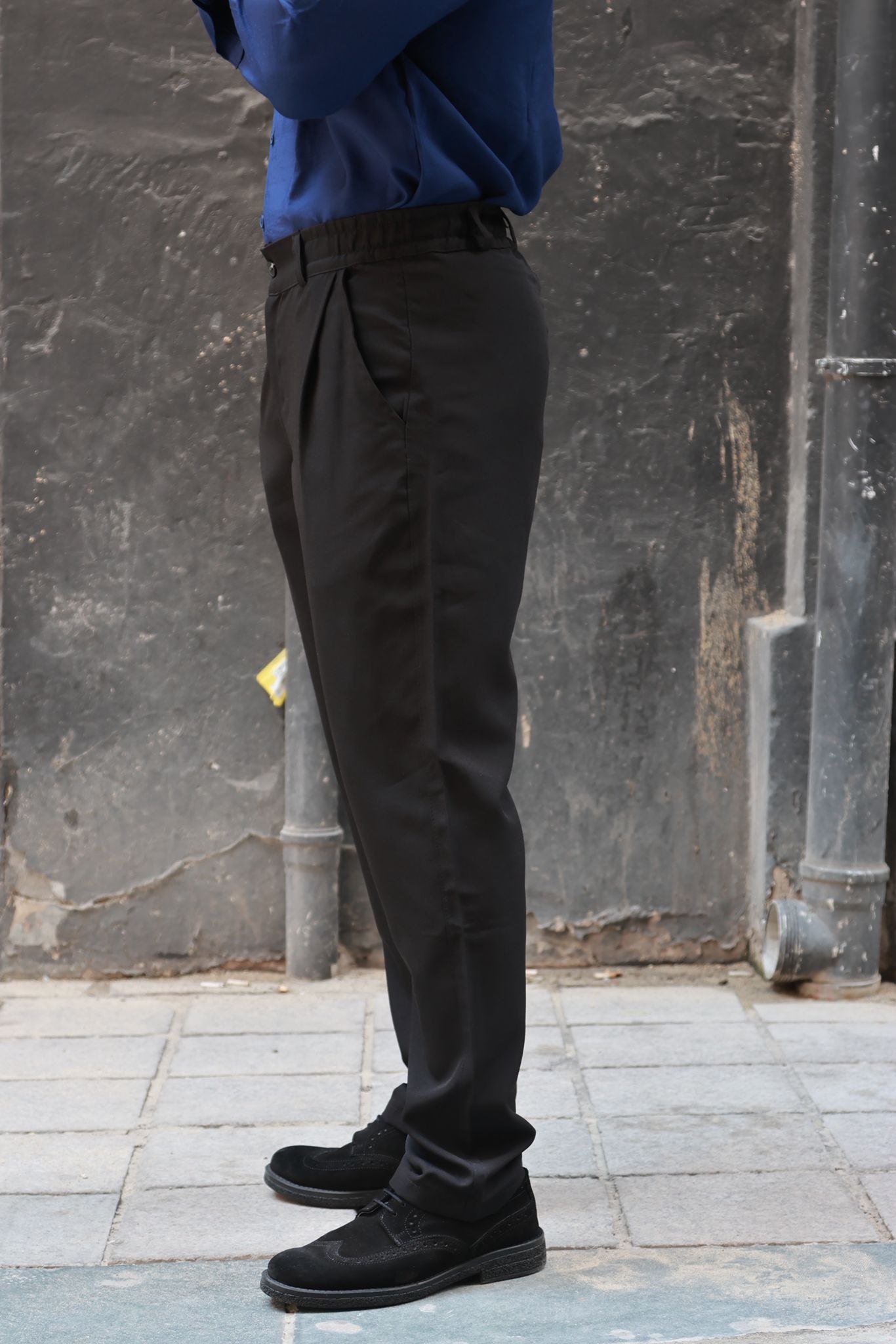 Siyah Baggy Fit Kumaş Pantolon