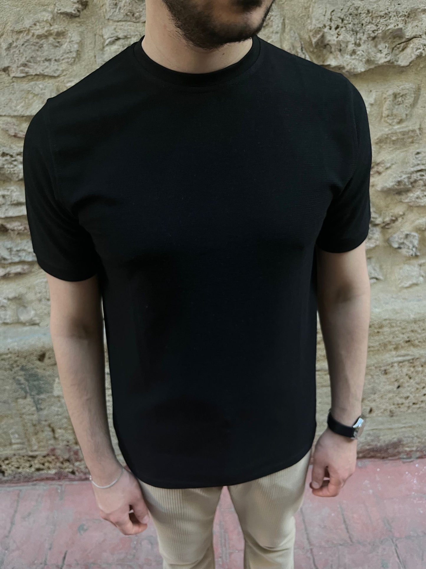 Siyah %100 Pamuk Basic Tshirt