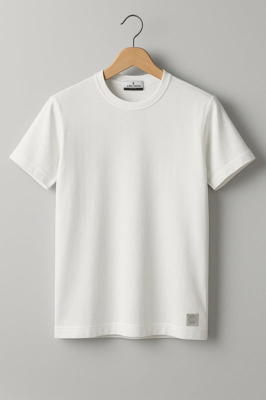 Beyaz Basic %100 Pamuklu Beyaz Tshirt