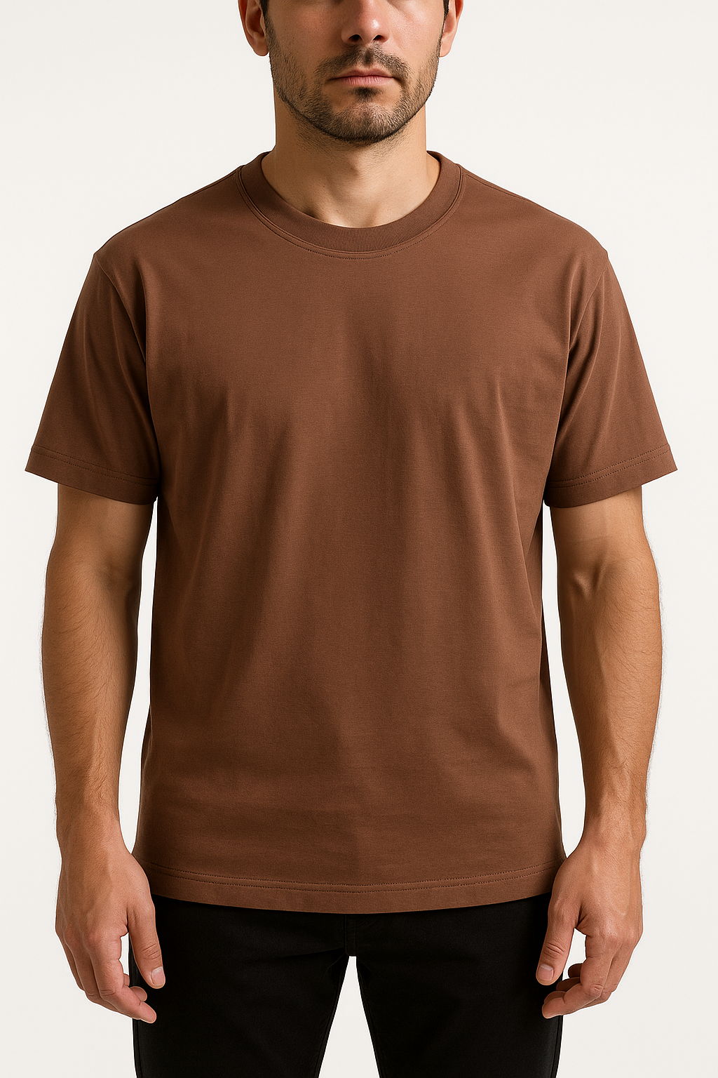 Siyah Basic Yarı Oversize Siyah Tişört