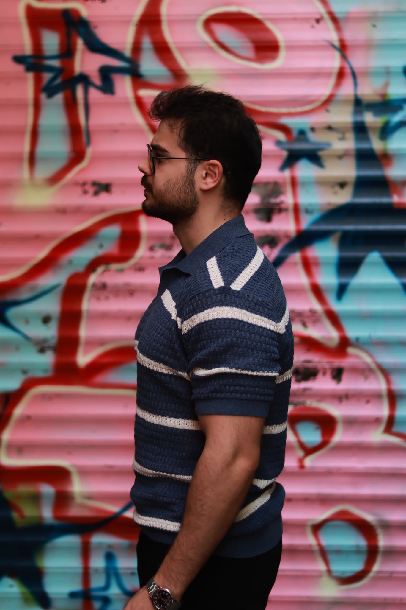 Yeşil Beyaz Şeritli %100 Pamuk Polo Tshirt