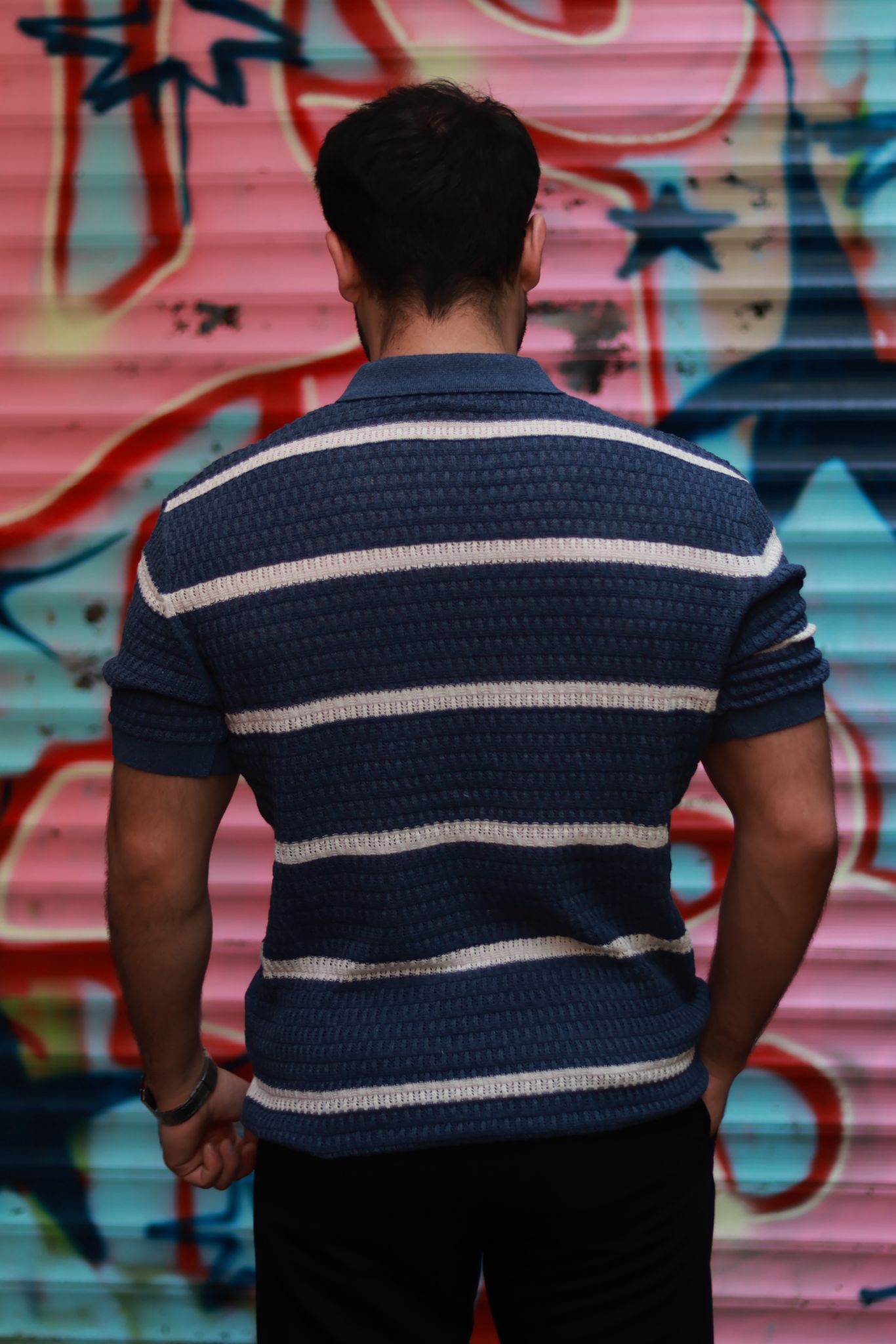 Yeşil Beyaz Şeritli %100 Pamuk Polo Tshirt