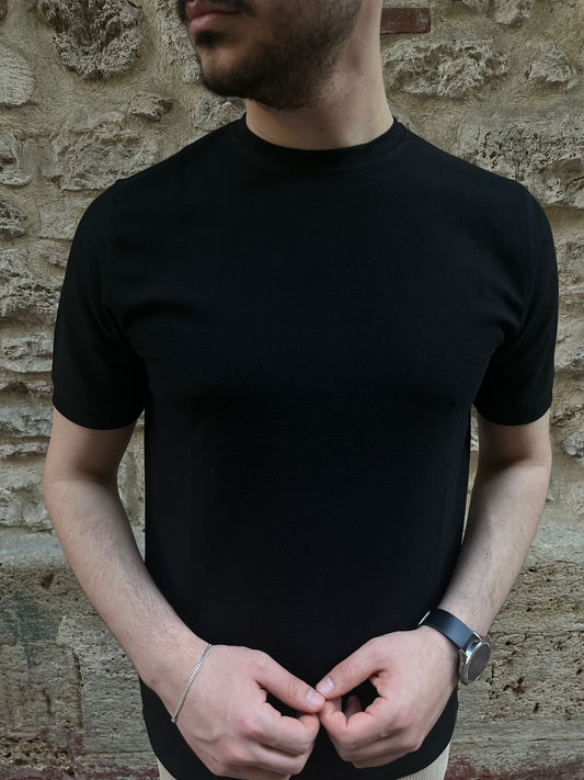 Siyah %100 Pamuk Basic Tshirt