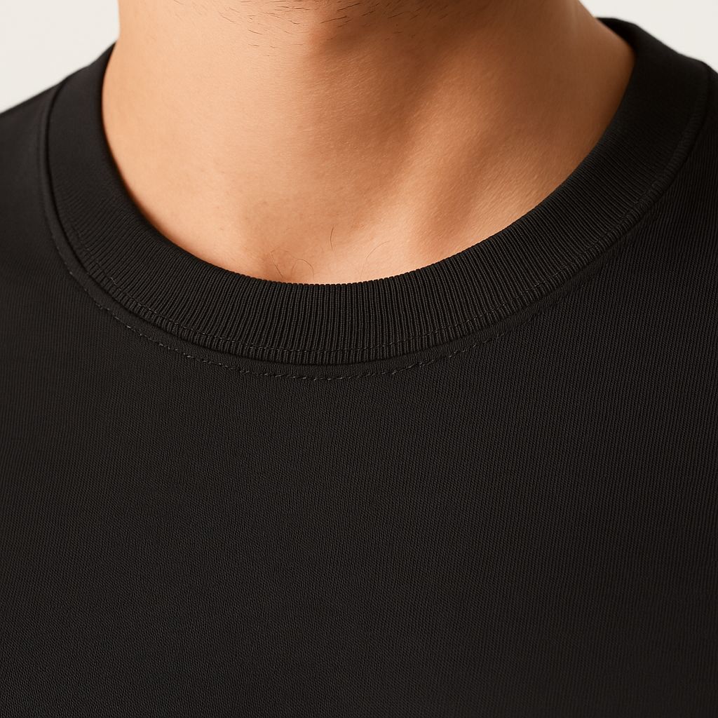 Siyah Basic Yarı Oversize Siyah Tişört