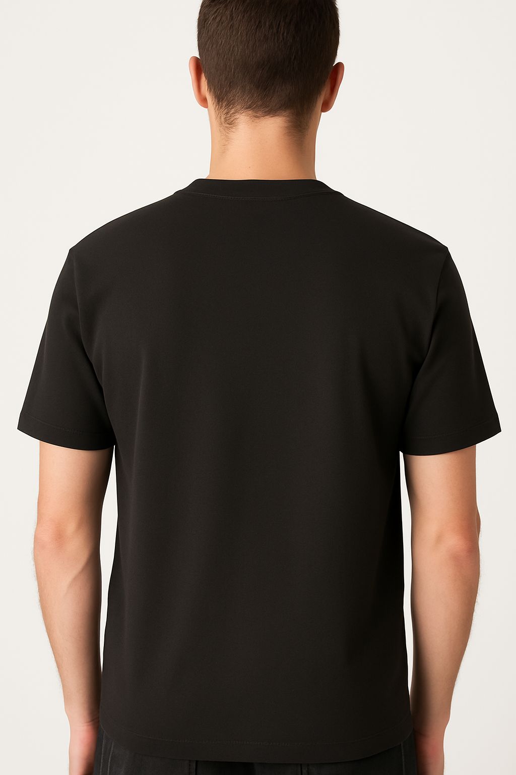 Siyah Basic Yarı Oversize Siyah Tişört
