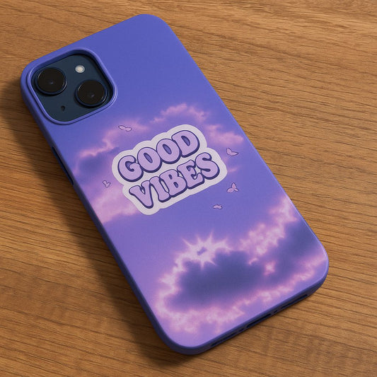 İphone 13 Good Vibes Mor Renkli Kadifemsi Siluet Telefon Kılıfı